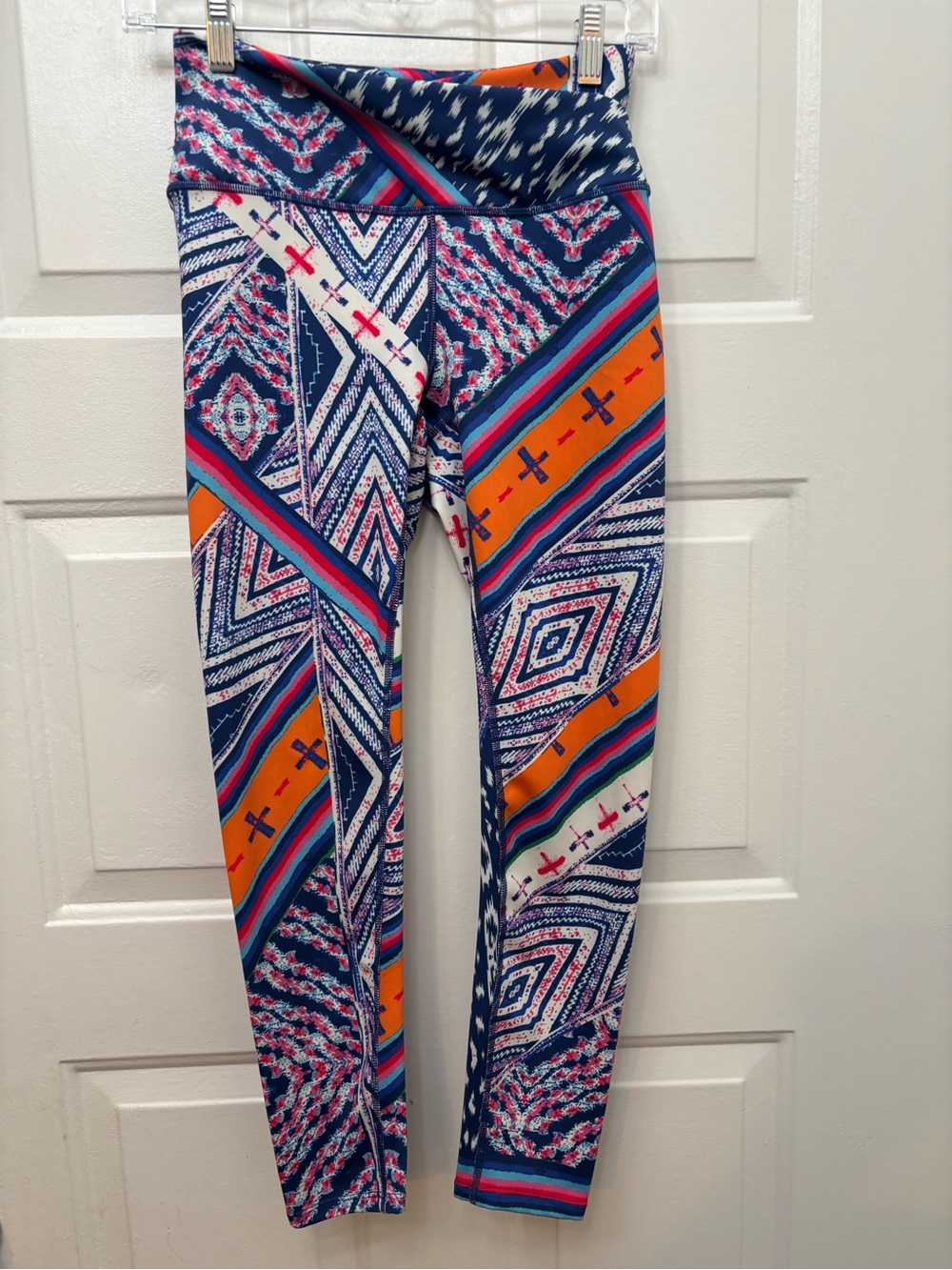 FP Movement by Free People Multicolor Geometric Leggings — Navy, Orange & Pink